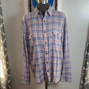Faherty Super Soft 100% Cotton Blue & Pink Plaid Button Down Shirt SZ M